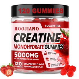 Flacon de gummies HOOJIAMO créatine monohydrate 5000mg goût fraise