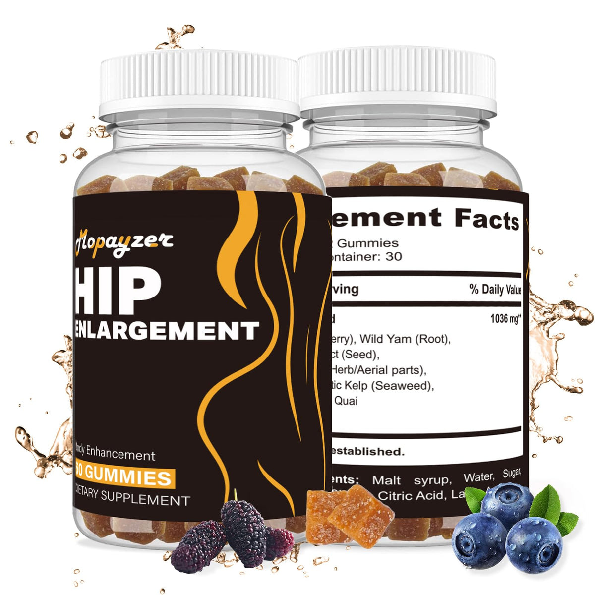 Flacon de gummies mopayzer pour fessiers 60 capsules
