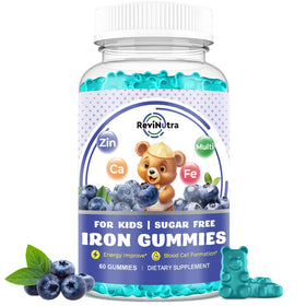 Flacon de gummies multivitamines ReviNutra 60 gummies saveur myrtille