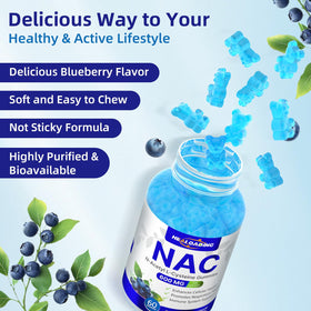 Flacon de gummies NAC HEALOADING 600MG ouvert