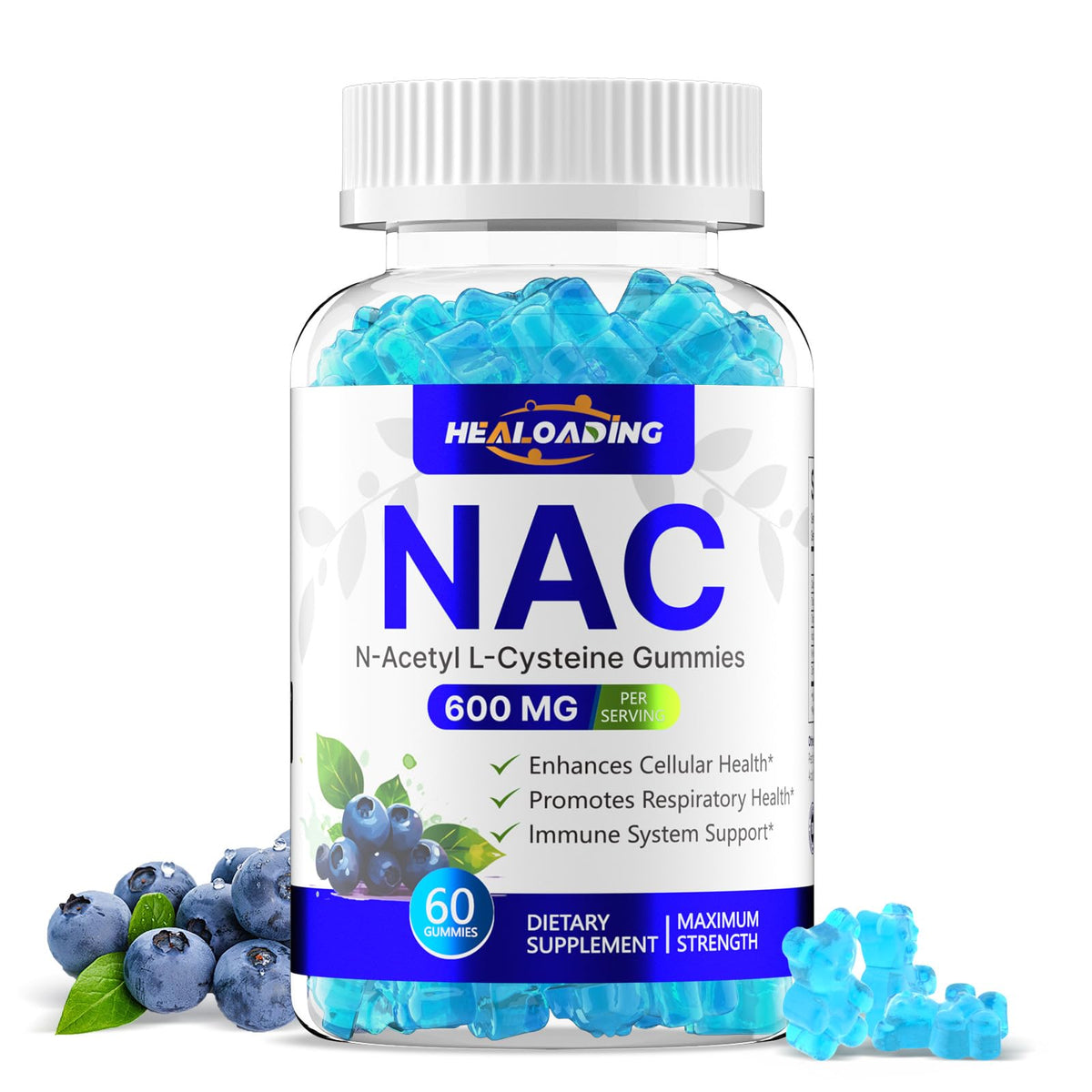 Flacon de gummies NAC HEALOADING 600MG vue de face