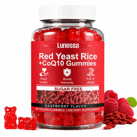 Flacon de gummies Plaxssuss riz rouge et CoQ10 2400mg vue de face