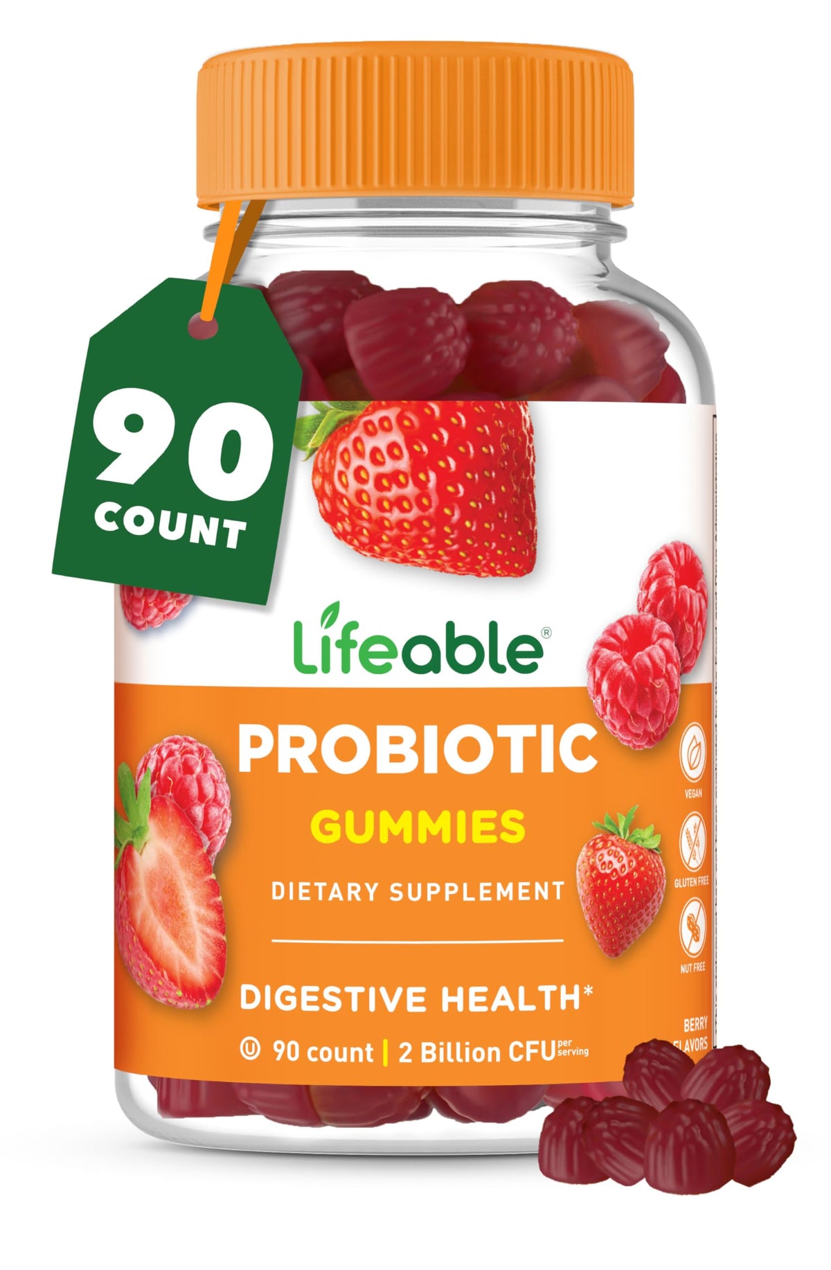 Flacon de gummies probiotiques Lifeable 90 gummies vue de face