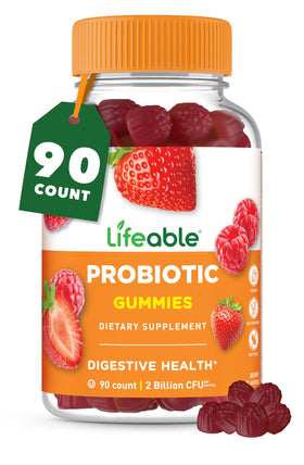 Flacon de gummies probiotiques Lifeable 90 gummies vue de face