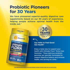 Flacon de gummies probiotiques Renew Life ouvert