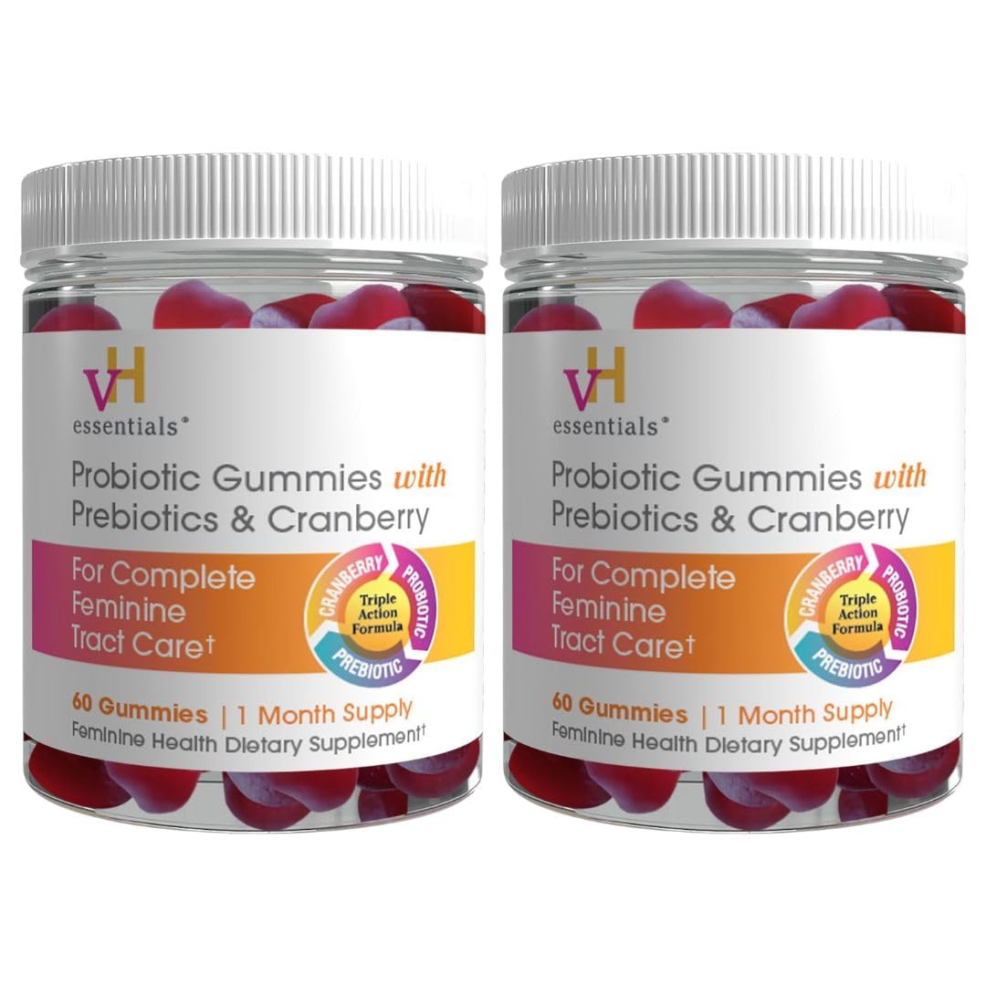 Flacon de gummies probiotiques vH essentials avec canneberge