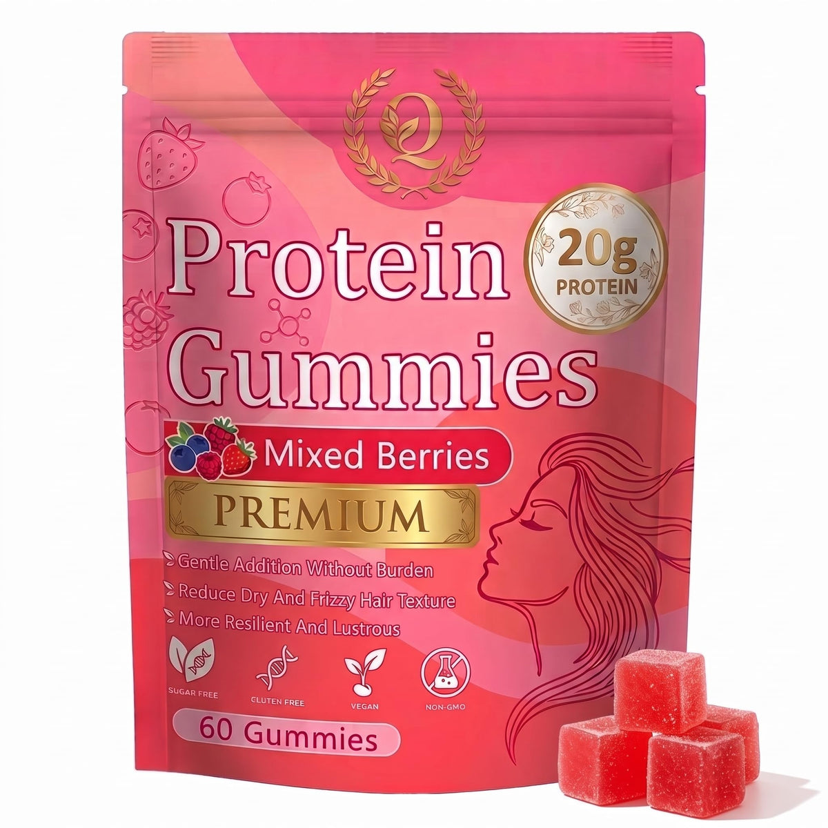 Flacon de gummies protéinées SERSANVE 60 gummies aux fruits rouges