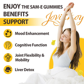 Flacon de Gummies SAM-e Jovianoy avec L-Tyrosine sur une table