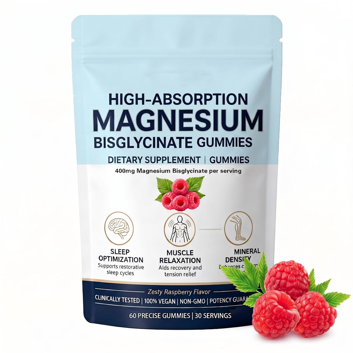 Flacon de gummies SERSANVE de magnésium bisglycinate 400mg, vue de face