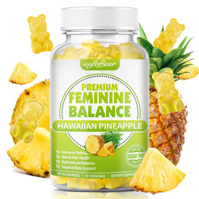 Flacon de gummies softbear équilibre féminin 60 gummies saveur ananas