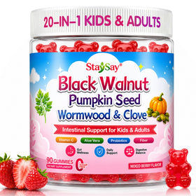 Flacon de gummies StaySay 20-en-1 avec 90 gummies à la framboise et fraise