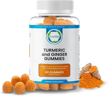 Flacon de gummies TRUEMED au curcuma et gingembre, vue avant