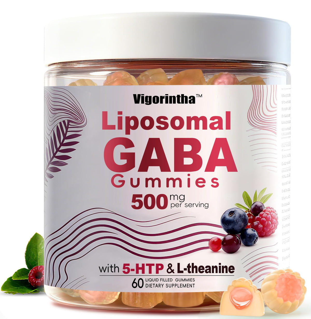 Flacon de gummies Vigorintha GABA L-Theanine 5-HTP 60 unités