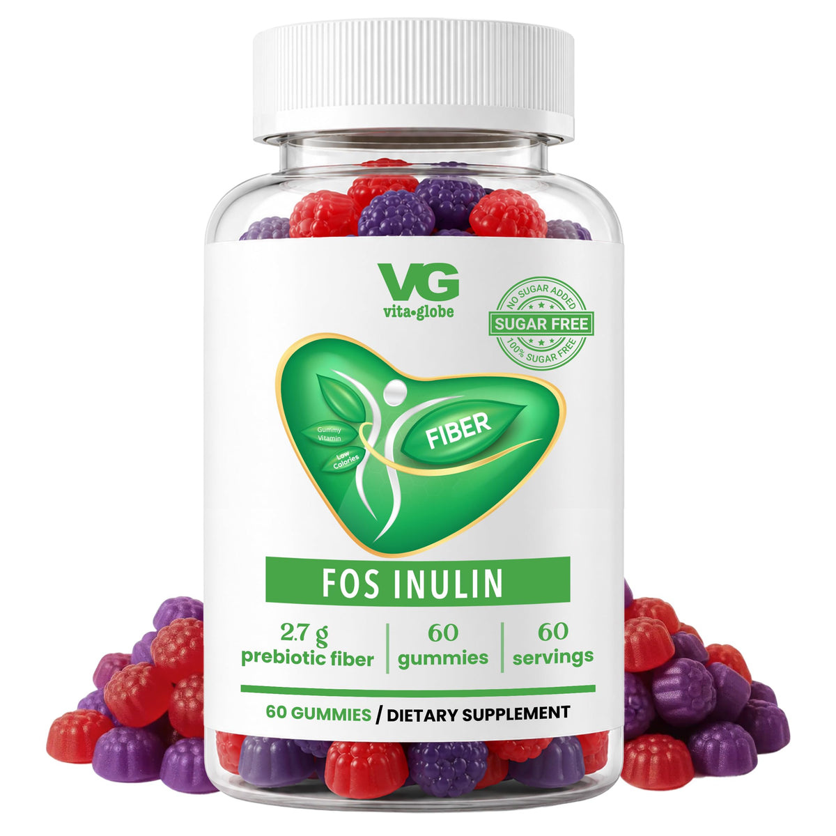 Flacon de gummies VITA GLOBE de fibres prébiotiques, 60 unités