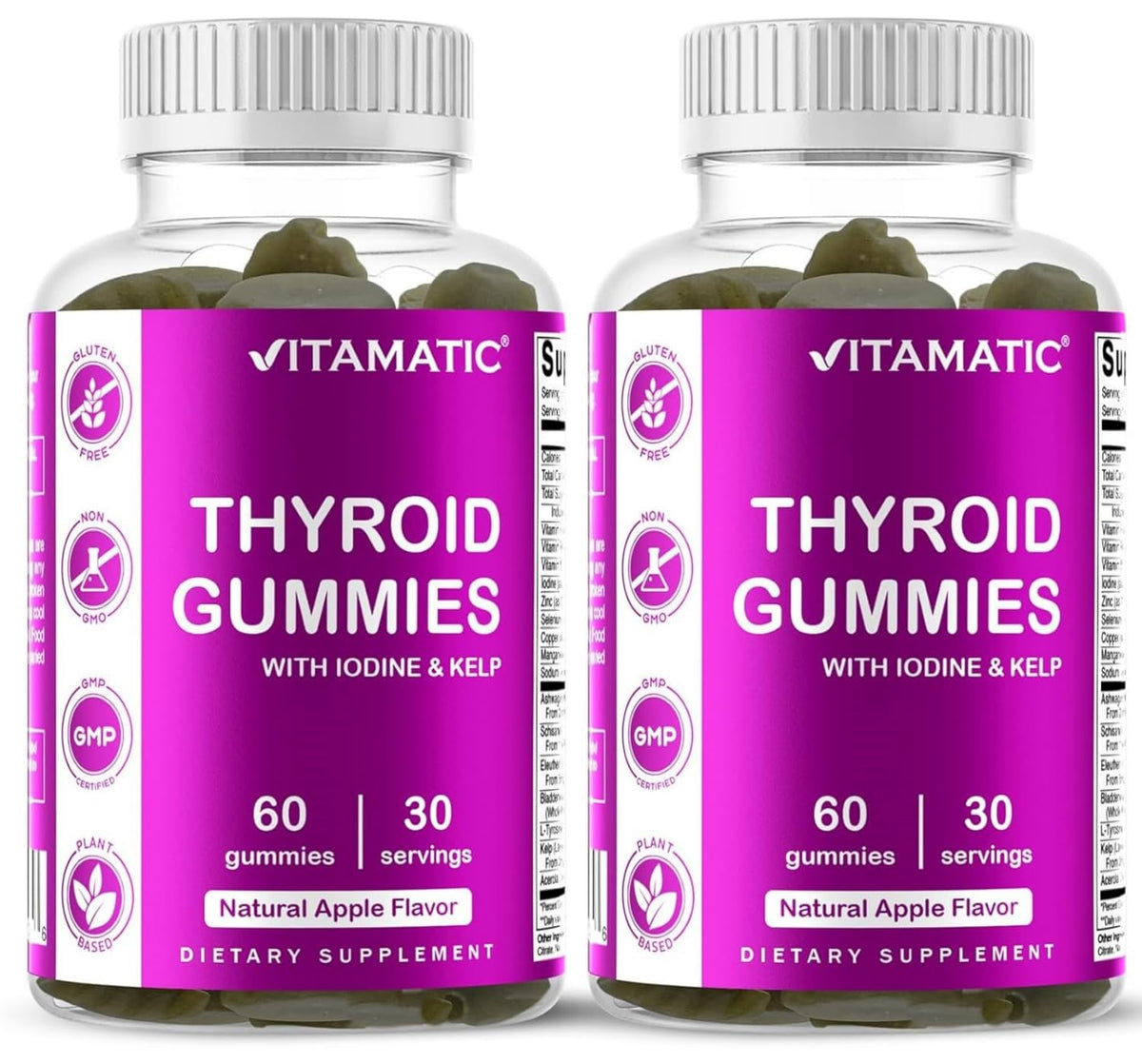 Flacon de gummies Vitamatic pour la thyroïde avec étiquette