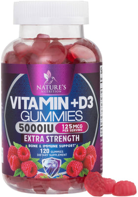 Flacon de gummies Vitamine D3 125 mcg Nature's Nutrition vue avant