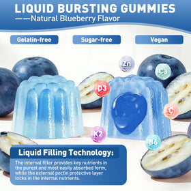 Flacon de gummies Vitamine D3 K2 ouvert avec gummies visibles