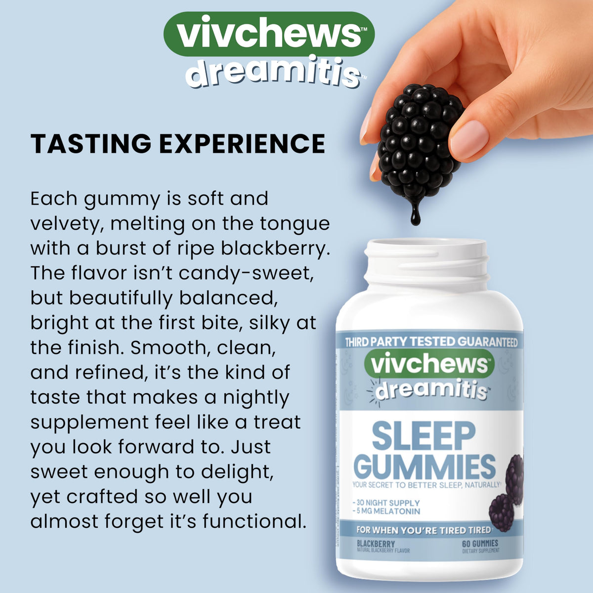 Flacon de gummies vivchews avec étiquette visible