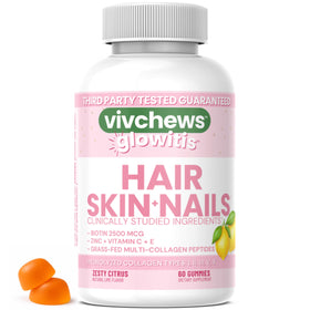 Flacon de gummies vivchews Glowitis Cheveux, Peau & Ongles 60 Ct