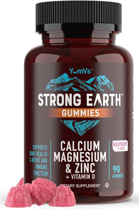 Flacon de gummies YUM-V'S Calcium Magnésium Zinc avec Vitamine D3, 90 unités