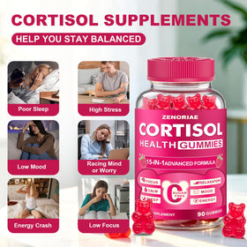Flacon de gummies ZENORIAE Cortisol avec couvercle ouvert