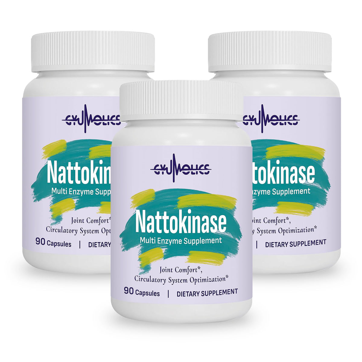 Flacon de Gyumolics Nattokinase 10000FU 270 capsules vue de face