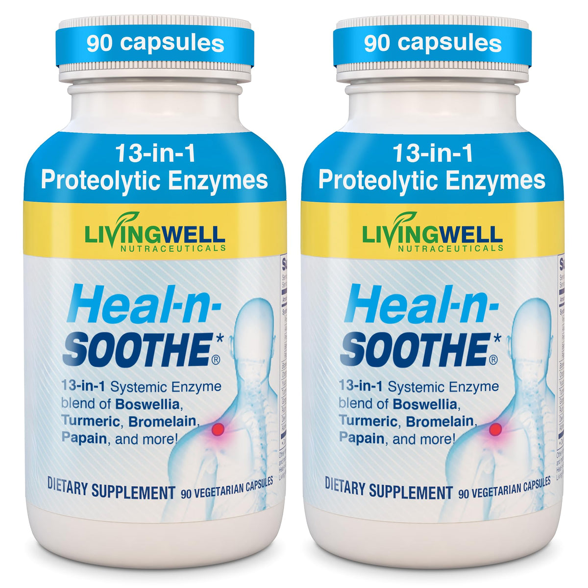 Flacon de HEAL-N-SOOTHE Complément Alimentaire Multi-Enzymes 90 Capsules