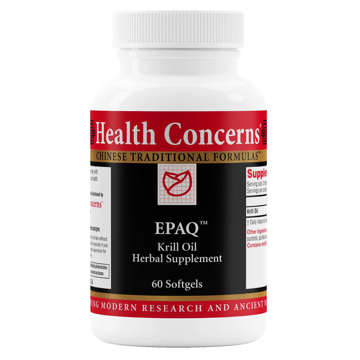 Flacon de Health Concerns EPAQ avec 60 gélules molles