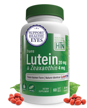 Flacon de Health Thru Nutrition Lutein 20mg et Zeaxanthin 4mg vue de face