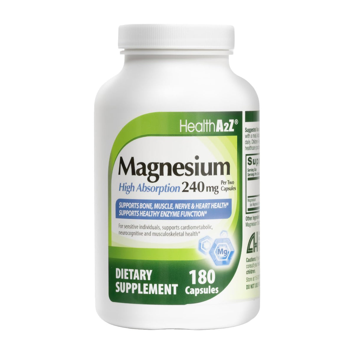 Flacon de HealthA2Z Magnésium Glycinate 240 mg avec 180 capsules