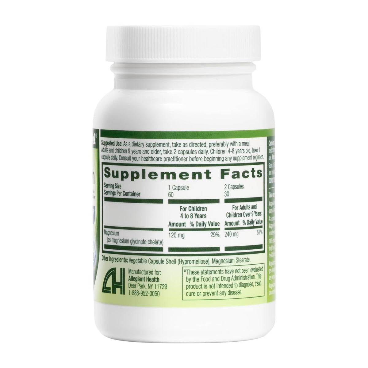 Flacon de HealthA2Z Magnésium Glycinate sur une table