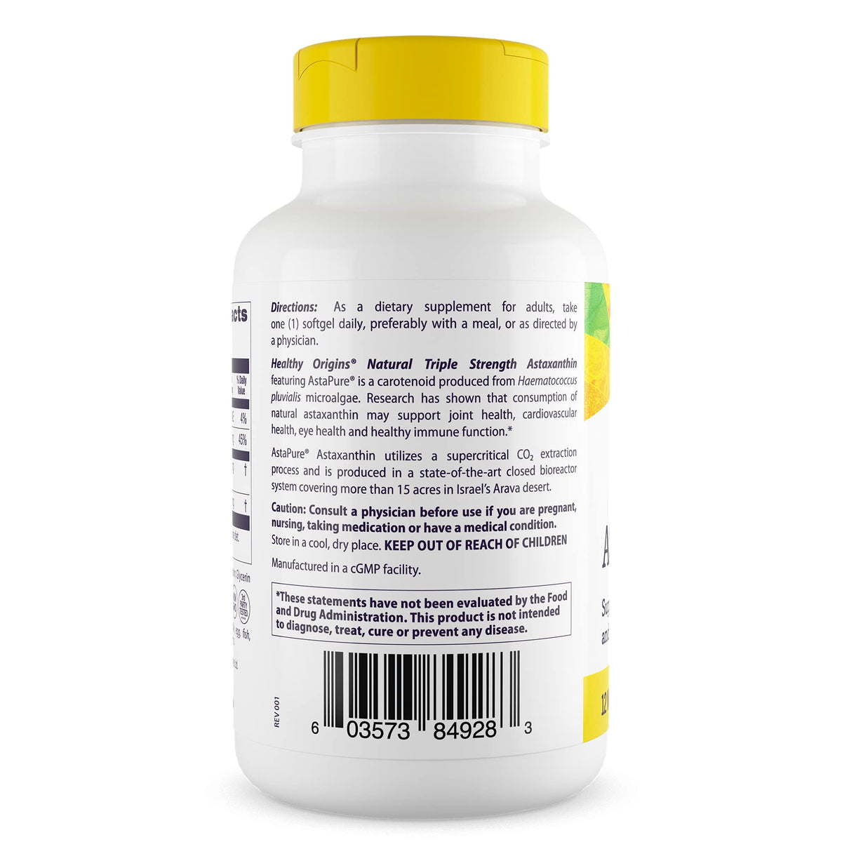 Flacon de Healthy Origins Astaxanthin AstaPure 150 gélules