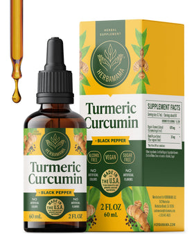 Flacon de HERBAMAMA Curcuma 670 mg avec étiquette et bouchon