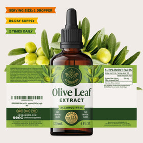 Flacon de HERBAMAMA Extrait de Feuille d'Olive sur fond blanc