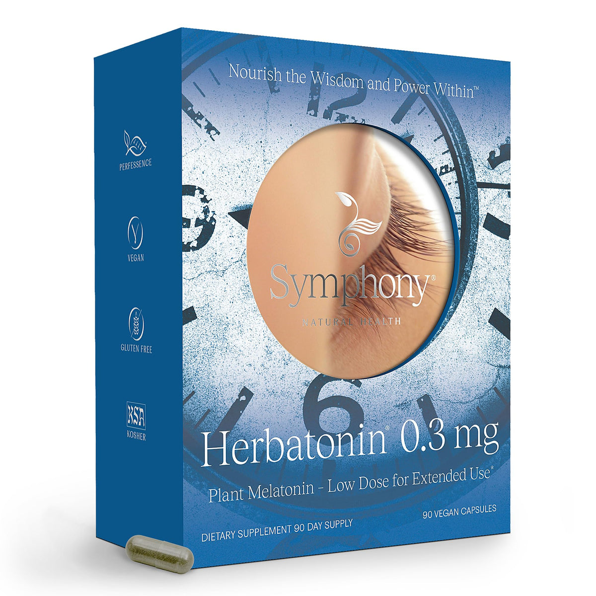 Flacon de Herbatonin 0,3 mg Mélatonine Végétale 90 Capsules