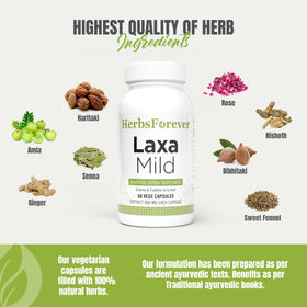 Flacon de Herbsforever Laxa Mild avec des herbes en arrière-plan