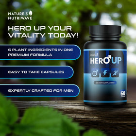 Flacon de HeroUP sur fond blanc, 60 capsules