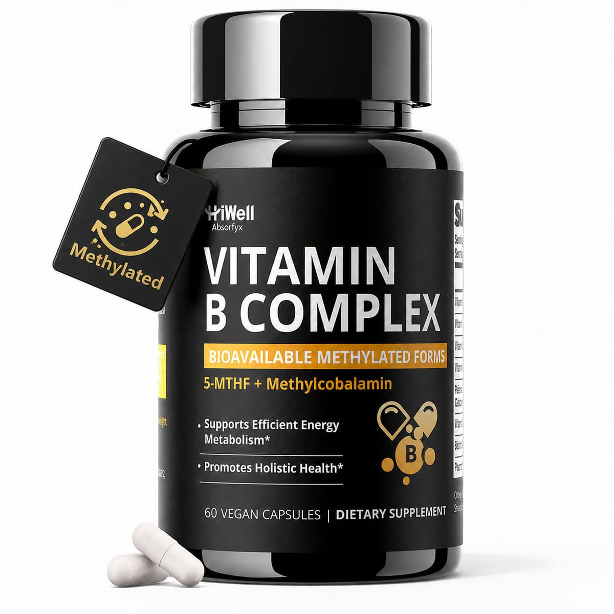 Flacon de HiWell Absorfyx Complexe de Vitamines B Méthylées 60 capsules