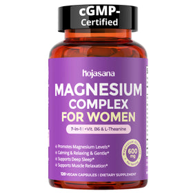 Flacon de HojaSana Complexe de Magnésium 7-en-1 pour Femmes, 120 capsules
