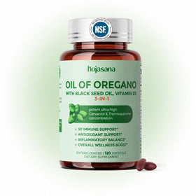 Flacon de HojaSana Huile d'Origan 120 capsules vue de face