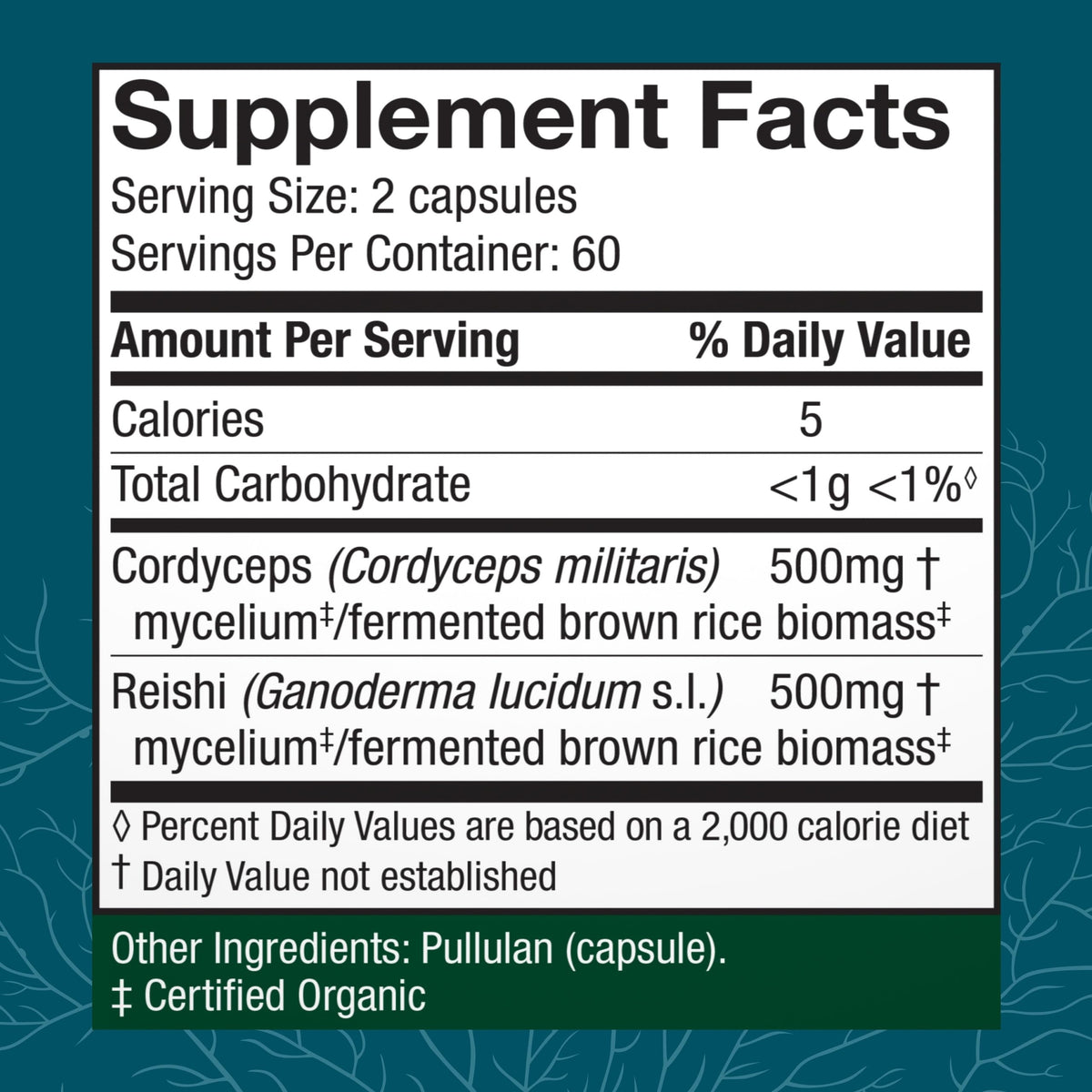 Flacon de Host Defense CordyChi Capsules 120 Capsules - étiquette