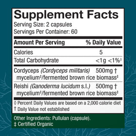 Flacon de Host Defense CordyChi Capsules 120 Capsules - étiquette