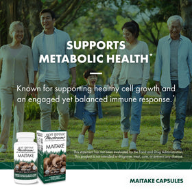 Flacon de Host Defense Maitake ouvert avec capsules