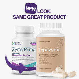 Flacon de Houston Enzymes Zyme sur une table en bois