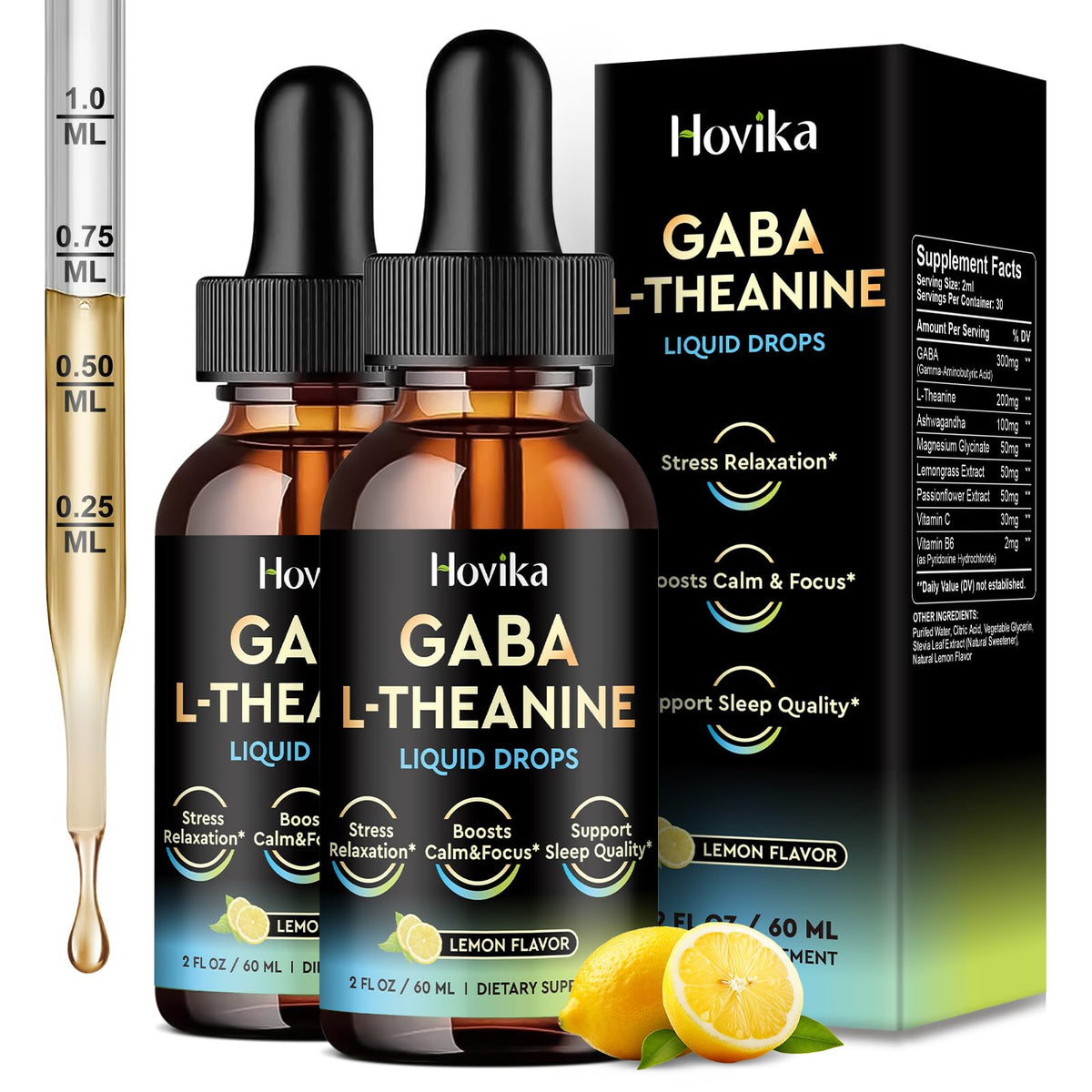 Flacon de Hovika GABA L-Theanine 2 Pack vue de face