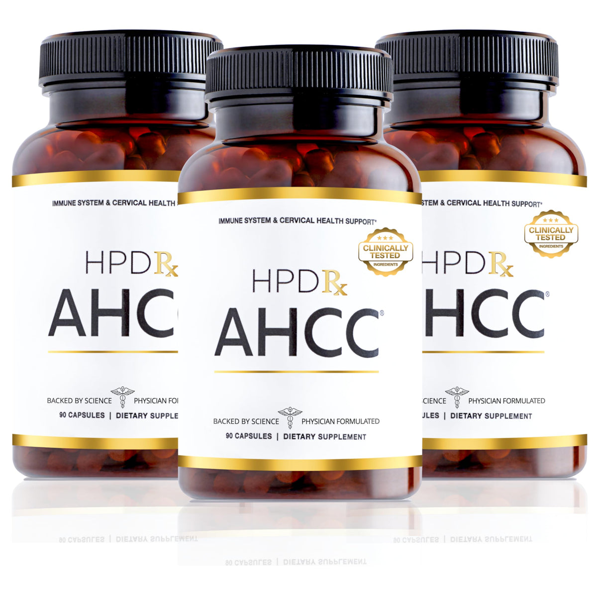Flacon de HPD Rx AHCC & Shiitake 1100 mg avec 90 capsules