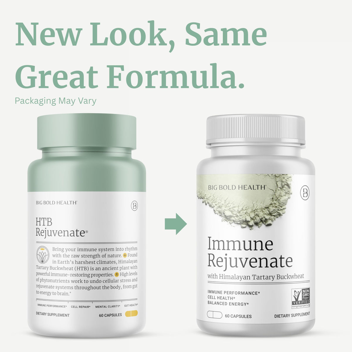 Flacon de HTB Rejuvenate avec capsules et étiquette visible