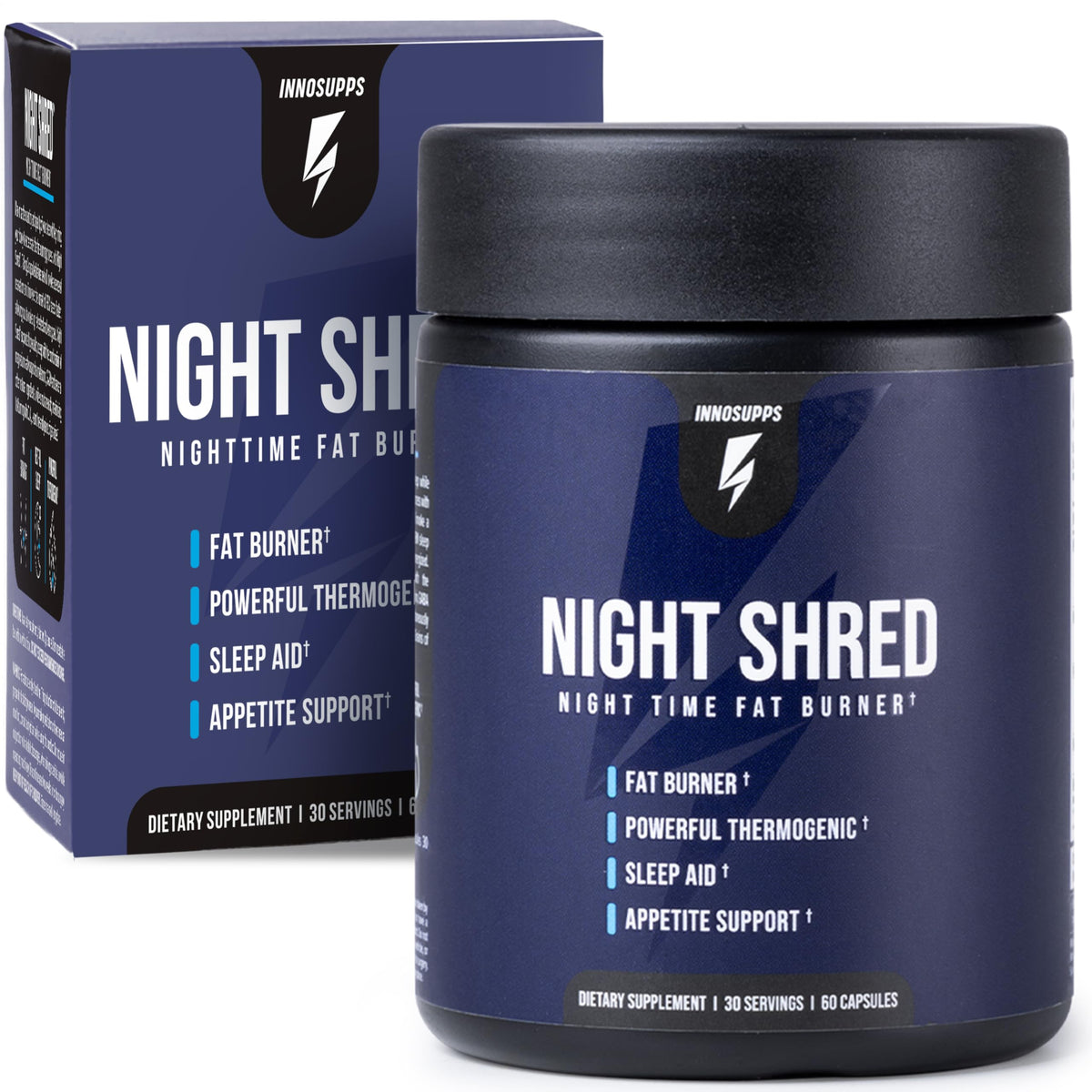 Flacon de InnoSupps Night Shred avec 60 capsules