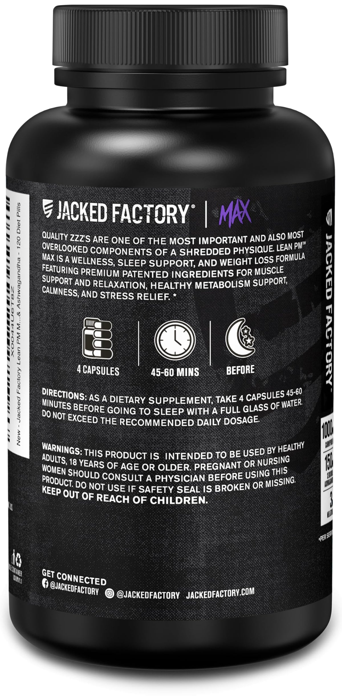 Flacon de Jacked Factory Lean PM Max sur une table en bois