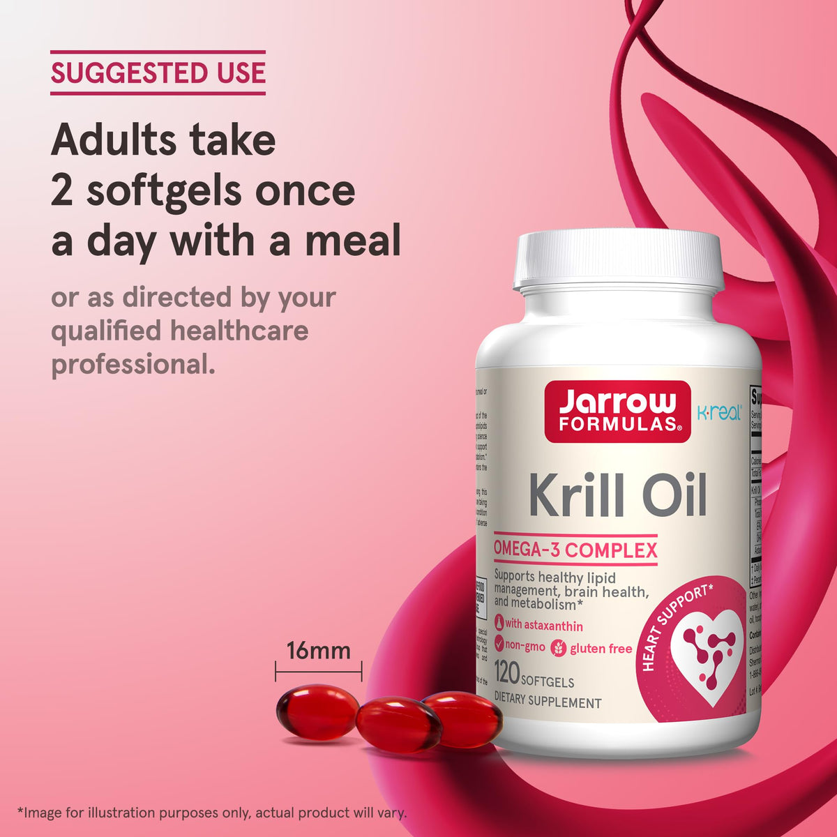 Flacon de Jarrow Formulas huile de krill sur fond blanc